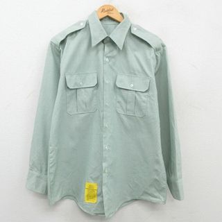 XL★古着 長袖 ミリタリー シャツ メンズ 90年代 90s USA製 緑 グリーン 23sep18 中古 トップス(シャツ)