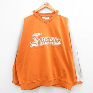 XL★古着 長袖 スウェット メンズ 00年代 00s テネシー ボランティア 大きいサイズ Vネック オレンジ他 23sep16 中古 スエット トレーナー トップス(パーカー)