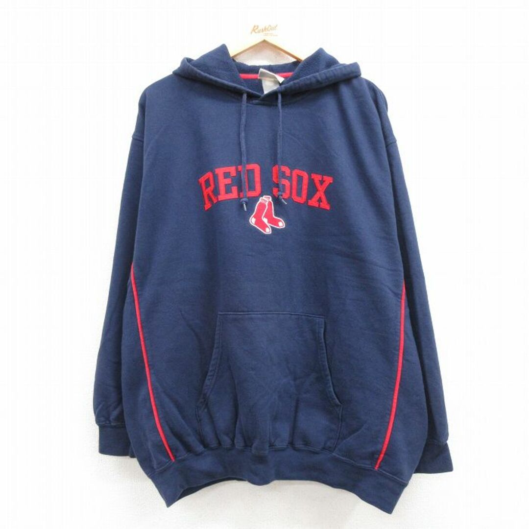 Lee(リー)のXL★古着 リー Lee 長袖 スウェット パーカー メンズ 00年代 00s MLB ボストンレッドソックス 大きいサイズ 紺 ネイビー メジャーリーグ ベースボール 野球 23sep18 中古 スエット トレーナー トップス メンズのトップス(パーカー)の商品写真