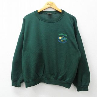 XL★古着 長袖 スウェット メンズ 90年代 90s テニス ウィンブルドン クルーネック 濃緑 グリーン 23sep19 中古 スエット トレーナー トップス(パーカー)