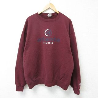 チャンピオン(Champion)のXL★古着 チャンピオン Champion 長袖 ブランド スウェット メンズ 00年代 00s アトランタ ジョージア 大きいサイズ クルーネック エンジ 23sep16 中古 スエット トレーナー トップス(パーカー)