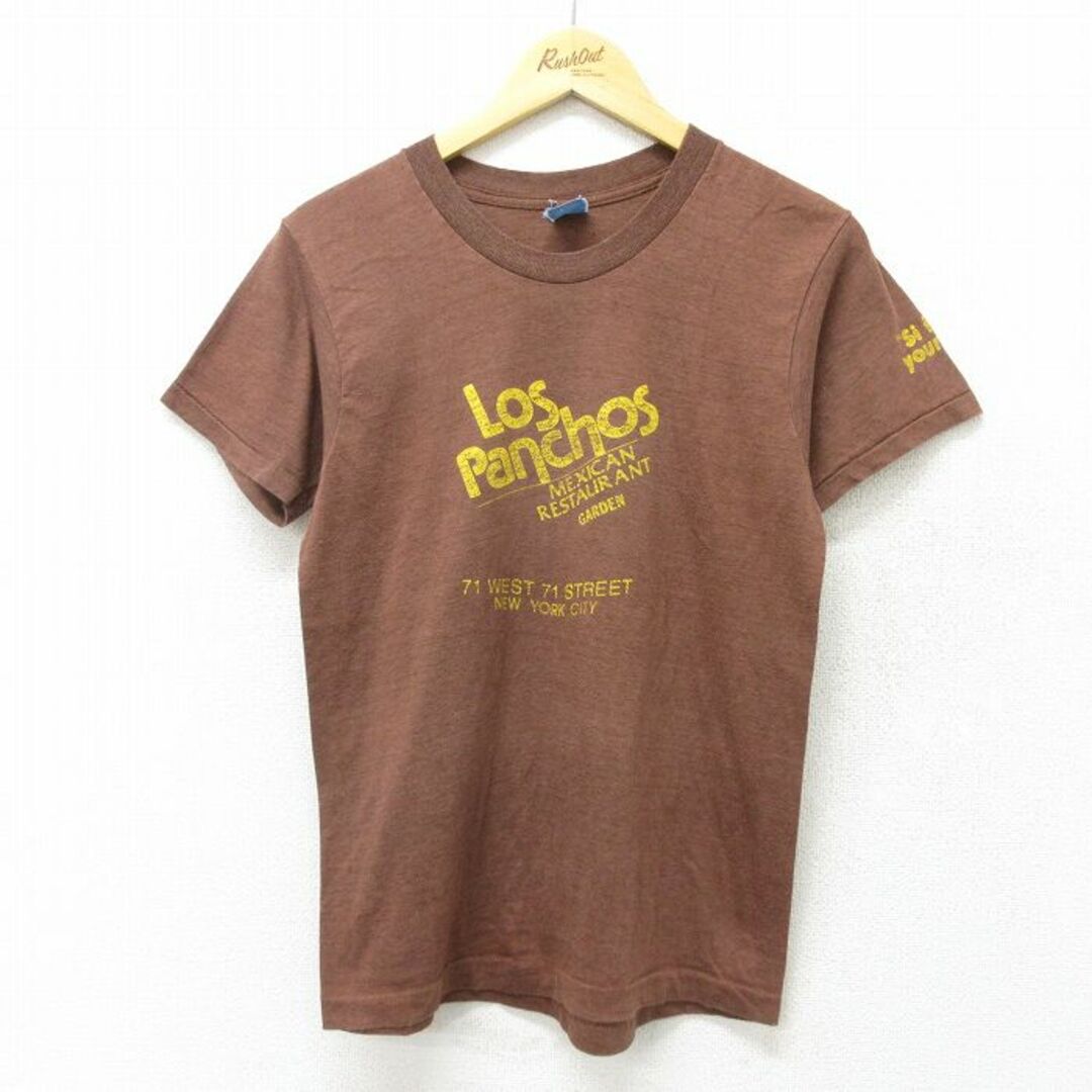 SCREEN STARS(スクリーンスターズ)のM★古着 スクリーンスターズ 半袖 ビンテージ Tシャツ メンズ 80年代 80s メキシカンレストラン クルーネック USA製 こげ茶 ブラウン 23sep19 中古 メンズのトップス(Tシャツ/カットソー(半袖/袖なし))の商品写真