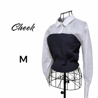 Cheek - 【cheek】ドッキング　シアーブラウス　ビスチェ風ニット　美品