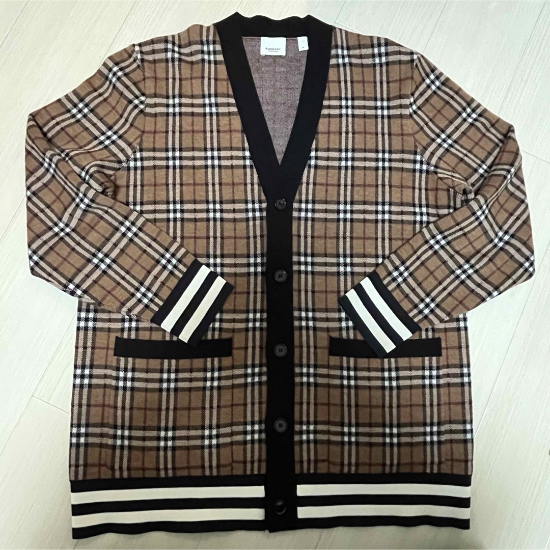 BURBERRY(バーバリー)のBurberry バーバリー カーディガン 厚手 ノバチェック 現行 ブラウン メンズのトップス(カーディガン)の商品写真