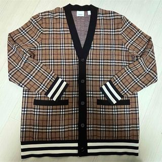 バーバリー(BURBERRY)のBurberry バーバリー カーディガン 厚手 ノバチェック 現行 ブラウン(カーディガン)