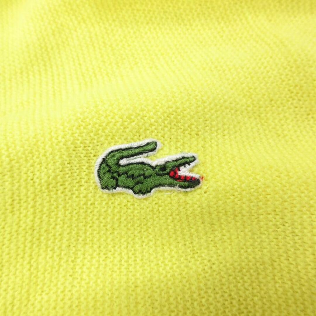 LACOSTE(ラコステ)の古着 ラコステ 長袖 ブランド ニット カーディガン レディース 80年代 80s ワンポイントロゴ アクリル Vネック 黄 イエロー 23sep22 中古 トップス レディースのトップス(ニット/セーター)の商品写真