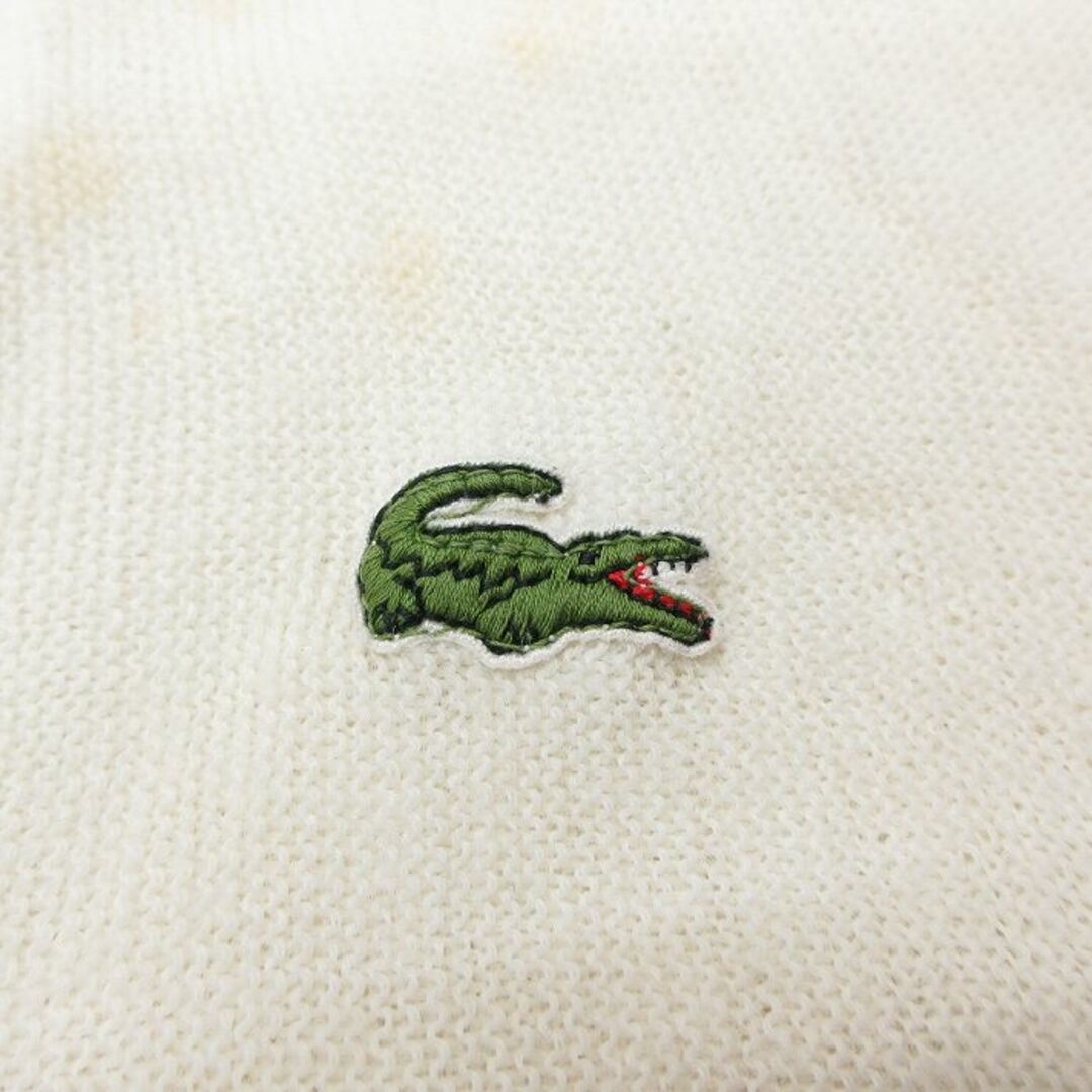 LACOSTE(ラコステ)の古着 ラコステ IZOD 長袖 ブランド ニット カーディガン レディース 90年代 90s ワンポイントロゴ アクリル Vネック USA製 白 ホワイト 23sep22 中古 トップス レディースのトップス(ニット/セーター)の商品写真