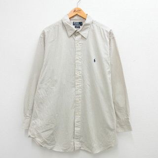 ラルフローレン(Ralph Lauren)のXL★古着 ラルフローレン Ralph Lauren 長袖 ブランド シャツ メンズ 90年代 90s ワンポイントロゴ ANDREW 大きいサイズ コットン 黄他 イエロー チェック 23sep22 中古 トップス(シャツ)