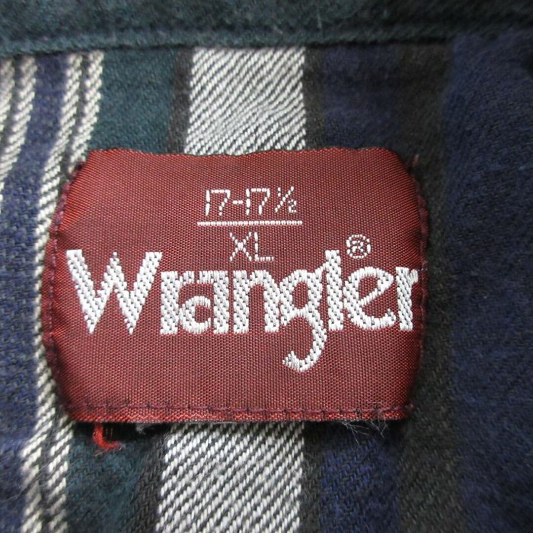 Wrangler(ラングラー)のXL★古着 ラングラー Wrangler 長袖 ウエスタン フランネル シャツ メンズ 紺他 ネイビー ストライプ 23sep22 中古 トップス メンズのトップス(シャツ)の商品写真