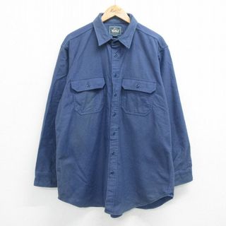 ウールリッチ(WOOLRICH)のXL★古着 ウールリッチ WOOLRICH 長袖 ヘビー フランネル シャツ メンズ 00年代 00s 大きいサイズ コットン 紺 ネイビー 23sep22 中古 トップス(シャツ)