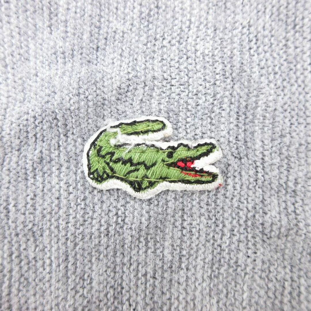 LACOSTE(ラコステ)のL★古着 ラコステ LACOSTE IZOD 長袖 ブランド ニット カーディガン メンズ 90年代 90s ワンポイントロゴ アクリル USA製 グレー 霜降り 23sep22 中古 トップス メンズのトップス(カーディガン)の商品写真