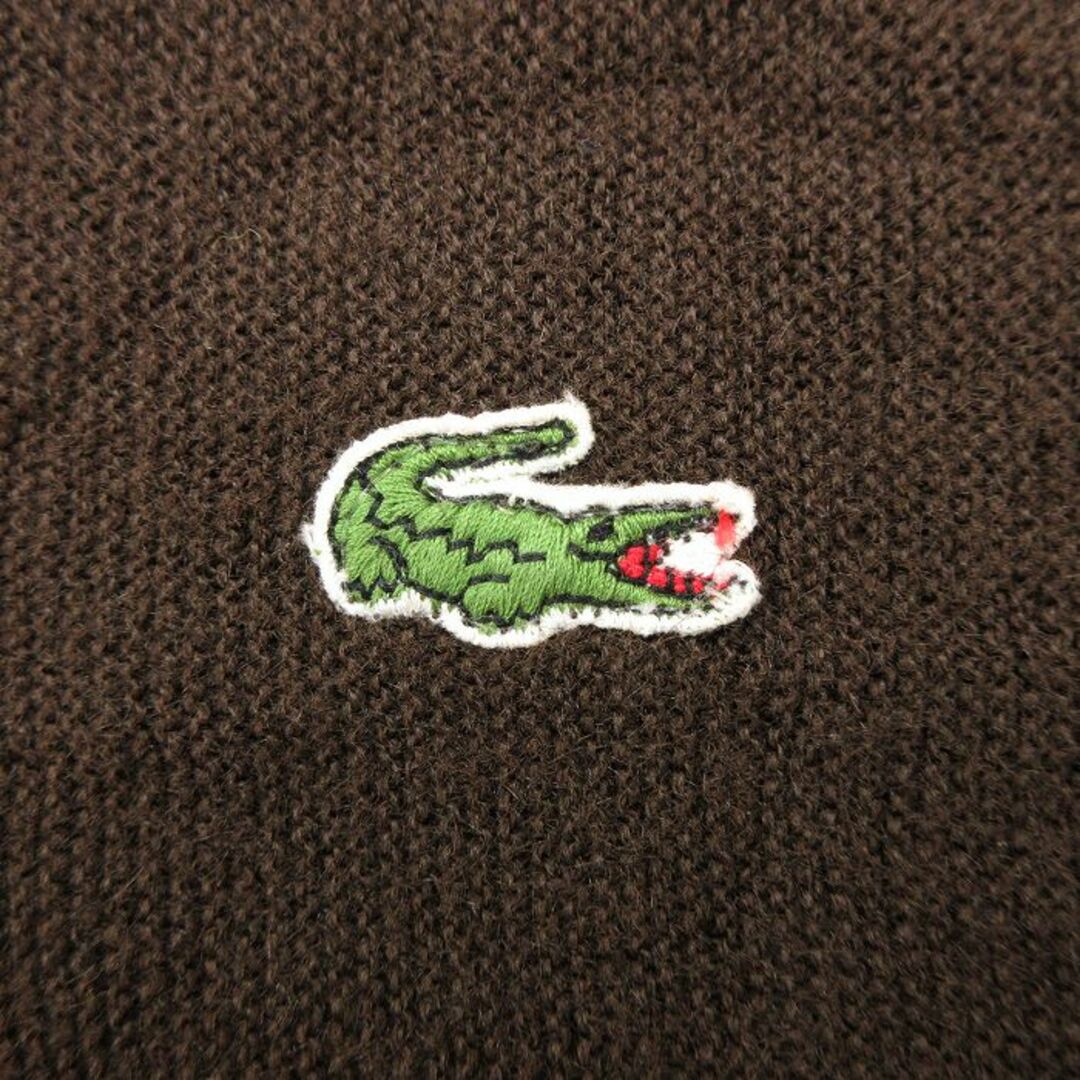 LACOSTE(ラコステ)のL★古着 ラコステ LACOSTE IZOD 長袖 ブランド ニット カーディガン メンズ 80年代 80s ワンポイントロゴ アクリル こげ茶 ブラウン 【spe】 23sep22 中古 トップス メンズのトップス(カーディガン)の商品写真