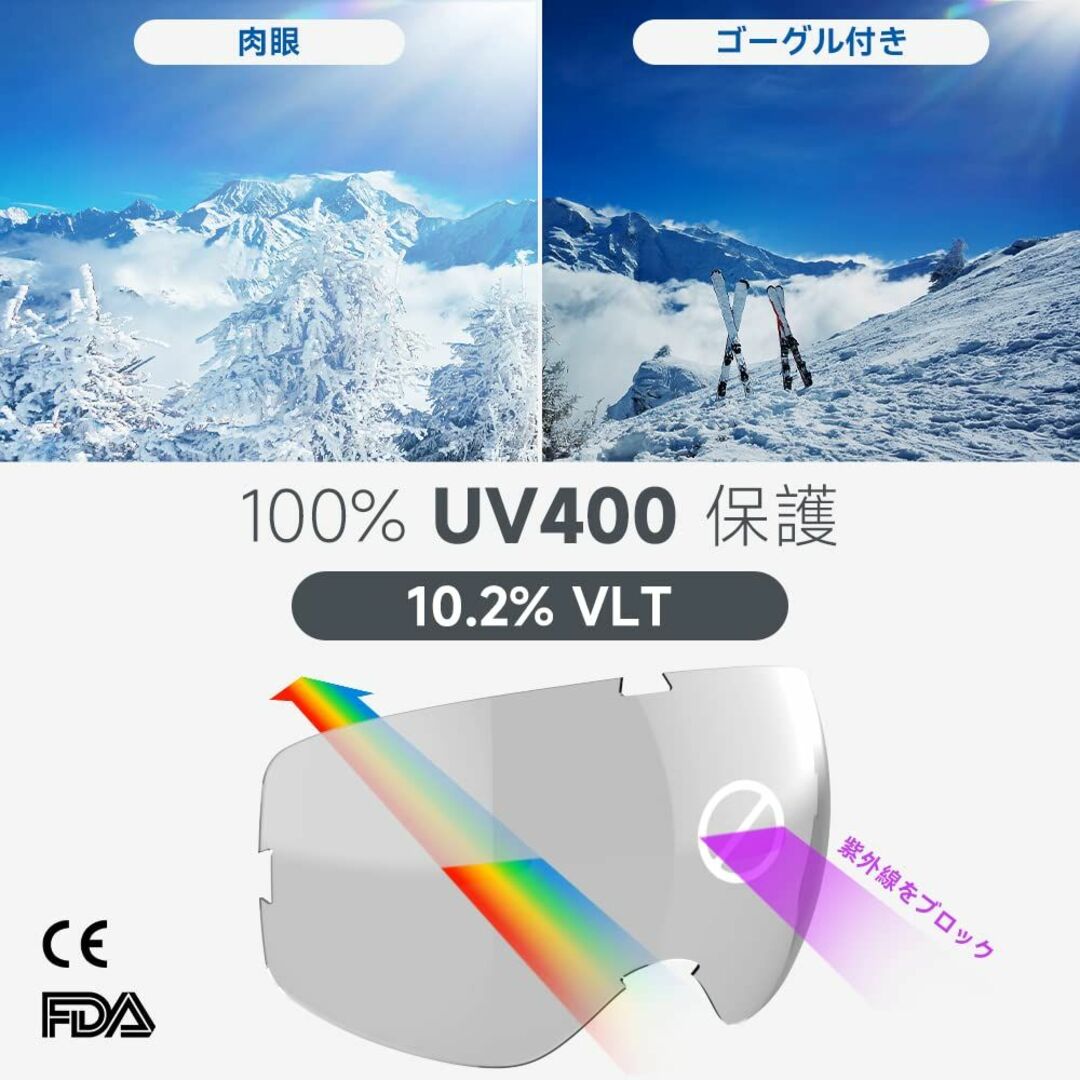 【色: 1.ホワイトフレーム/シルバーレンズ(VLT10.24%)】RIOROO スポーツ/アウトドアのスノーボード(アクセサリー)の商品写真