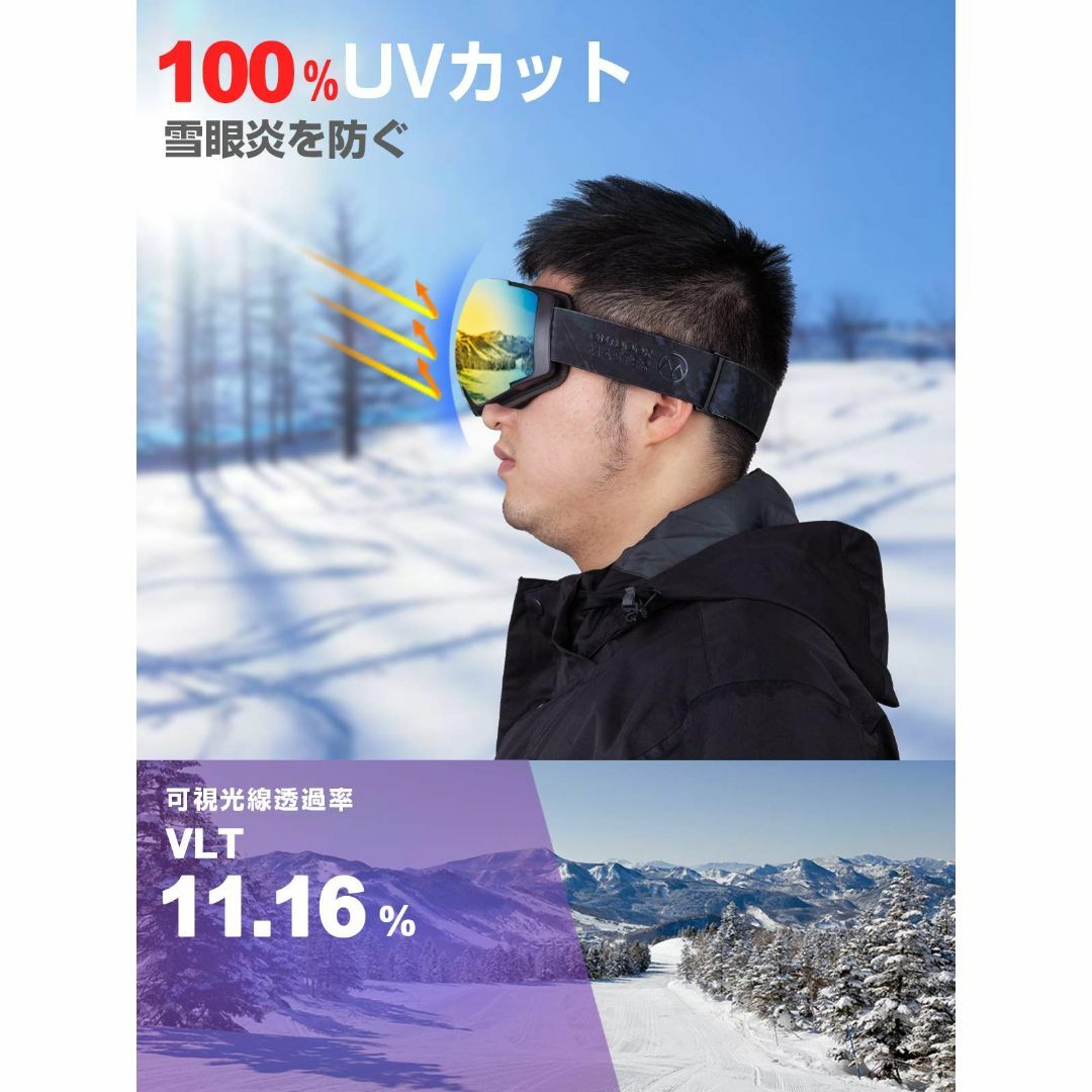 【色: 黒枠・ゴールド・迷彩(VLT11.16%)】OutdoorMaster  スポーツ/アウトドアのスノーボード(アクセサリー)の商品写真