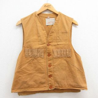 S★古着 ビンテージ ハンティング ベスト メンズ 70年代 70s コットン 茶 ブラウン 23sep29 中古 アウター(ダッフルコート)