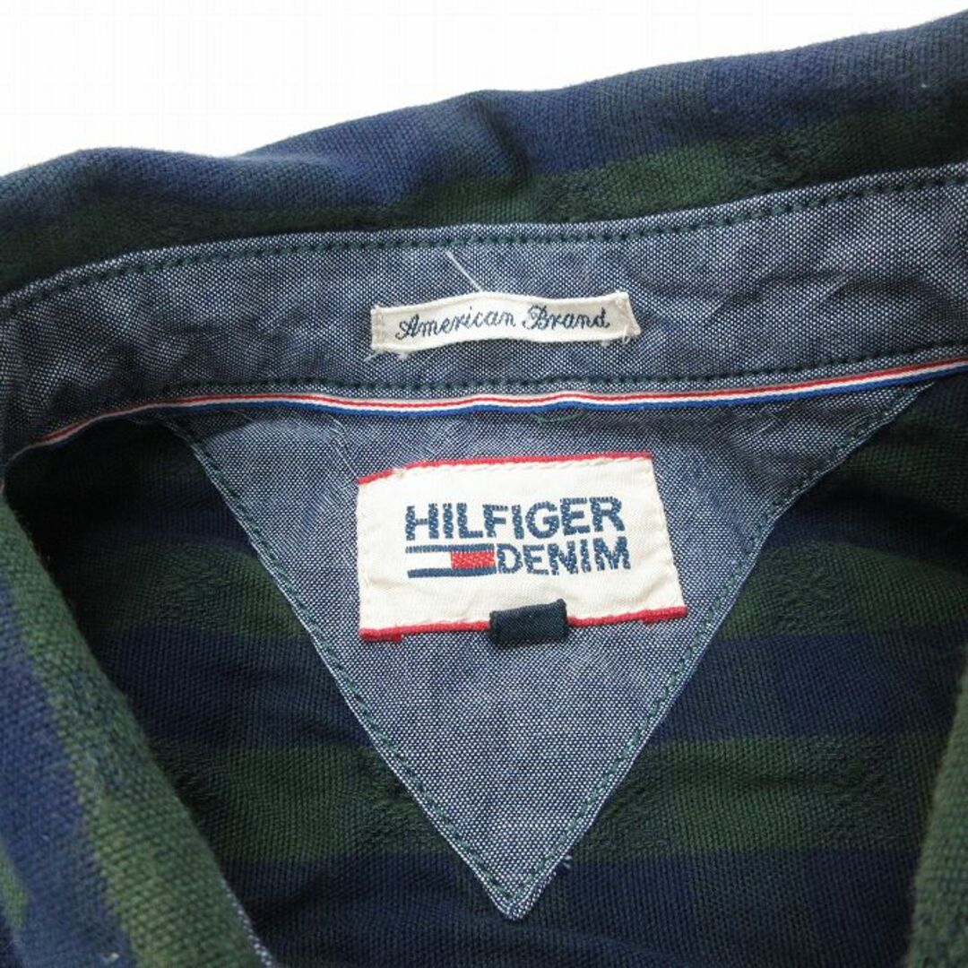 TOMMY HILFIGER(トミーヒルフィガー)の古着 トミーヒルフィガー TOMMY HILFIGER 長袖 ブランド シャツ キッズ ボーイズ 子供服 ワンポイントロゴ コットン 緑他 グリーン チェック 23sep26 キッズ/ベビー/マタニティのベビー服(~85cm)(シャツ/カットソー)の商品写真