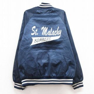 古着 長袖 ナイロン ジャケット キッズ ボーイズ 子供服 90年代 90s St.Malachy BOMBERS ラグラン USA製 紺 ネイビー 内側キルティング 23sep26(シャツ/カットソー)