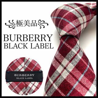 バーバリーブラックレーベル(BURBERRY BLACK LABEL)の꧁極美品꧂ バーバリーブラックレーベル ネクタイ ノバチェック ホース レッド(ネクタイ)