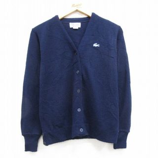 ラコステ(LACOSTE)の古着 ラコステ LACOSTE 長袖 ブランド ニット カーディガン レディース 70年代 70s Heymaker ワンポイントロゴ アクリル 紺 ネイビー 23sep26 中古 トップス(ニット/セーター)