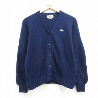 ラコステ(LACOSTE)の古着 ラコステ LACOSTE 長袖 ブランド ニット カーディガン レディース 70年代 70s Heymaker ワンポイントロゴ アクリル USA製 紺 ネイビー 23sep26 中古 トップス(ニット/セーター)