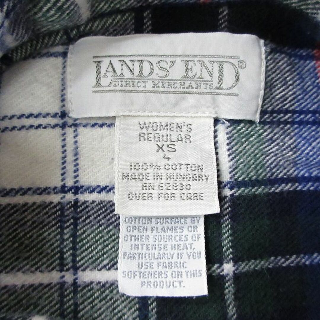 LANDS’END(ランズエンド)の古着 ランズエンド 長袖 フランネル シャツ メンズ 00年代 00s コットン 緑他 グリーン チェック 23oct03 中古 ブラウス トップス レディースのトップス(ポロシャツ)の商品写真