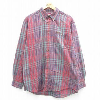 ウールリッチ(WOOLRICH)のXL★古着 ウールリッチ WOOLRICH 長袖 フランネル シャツ メンズ 00年代 00s コットン ボタンダウン 赤他 レッド チェック 23sep27 中古 トップス(シャツ)