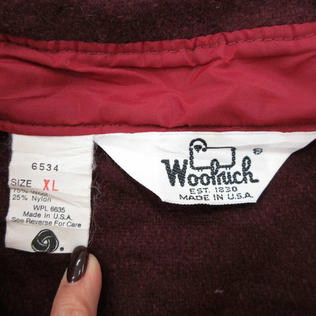 WOOLRICH(ウールリッチ)のXL★古着 ウールリッチ WOOLRICH 長袖 ウール シャツ メンズ 80年代 80s 大きいサイズ USA製 エンジ 23sep28 中古 トップス メンズのトップス(シャツ)の商品写真