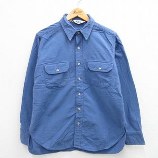 ウールリッチ(WOOLRICH)のL★古着 ウールリッチ WOOLRICH 長袖 ヘビー フランネル シャツ メンズ 80年代 80s USA製 紺系 ネイビー 23oct02 中古 トップス(シャツ)