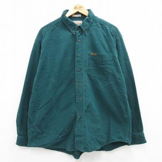 ウールリッチ(WOOLRICH)のXL★古着 ウールリッチ WOOLRICH 長袖 フランネル シャツ メンズ 00年代 00s 大きいサイズ コットン ボタンダウン 緑 グリーン 23sep29 中古 トップス(シャツ)