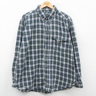 ウールリッチ(WOOLRICH)のXL★古着 ウールリッチ WOOLRICH 長袖 フランネル シャツ メンズ 00年代 00s コットン ボタンダウン 緑他 グリーン タータン チェック 23oct04 中古 トップス(シャツ)