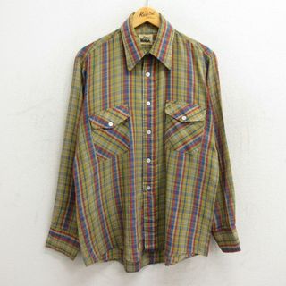 ウールリッチ(WOOLRICH)のL★古着 ウールリッチ WOOLRICH 長袖 シャツ メンズ 80年代 80s 黄系他 イエロー チェック 23sep27 中古 トップス(シャツ)