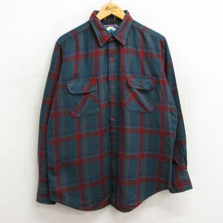 XL★古着 長袖 シャツ メンズ 90年代 90s 緑他 グリーン チェック 23sep28 中古 トップス(シャツ)