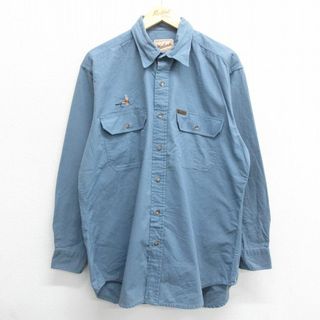 ウールリッチ(WOOLRICH)のXL★古着 ウールリッチ WOOLRICH 長袖 シャツ メンズ 00年代 00s ルアー コットン 薄紺 ネイビー 23oct04 中古 トップス(シャツ)