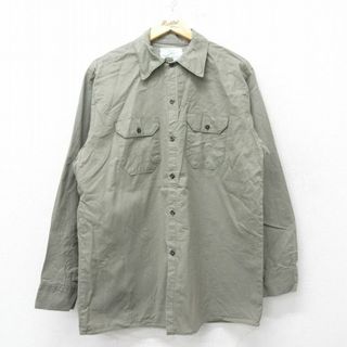 XL★古着 Sager 長袖 ワーク シャツ メンズ 70年代 70s コットン 緑系 グリーン 23sep26 中古 トップス(シャツ)