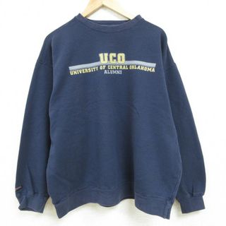 ジャンスポーツ(JANSPORT)のXL★古着 ジャンスポーツ 長袖 スウェット メンズ 00年代 00s UCO オクラホマ 大学 クルーネック 濃紺 ネイビー 23sep26 中古 スエット トレーナー トップス(パーカー)