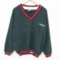 XL★古着 長袖 トップス メンズ 00年代 00s セニョールフロッグス 鹿の子 コットン Vネック 濃緑 グリーン 23sep28 中古 スエット トレーナー