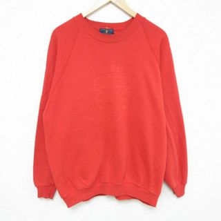 XL★古着 長袖 スウェット メンズ 90年代 90s セントアンズ オールド リンクス ゴルフ ラグラン クルーネック イギリス製 赤 レッド 23oct04 中古 スエット トレーナー トップス(パーカー)