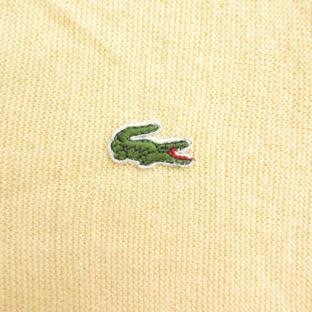 LACOSTE(ラコステ)のL★古着 ラコステ LACOSTE IZOD 長袖 ブランド セーター メンズ 90年代 90s ワンポイントロゴ Vネック アクリル 黄 イエロー 23sep26 中古 ニット トップス メンズのトップス(ニット/セーター)の商品写真