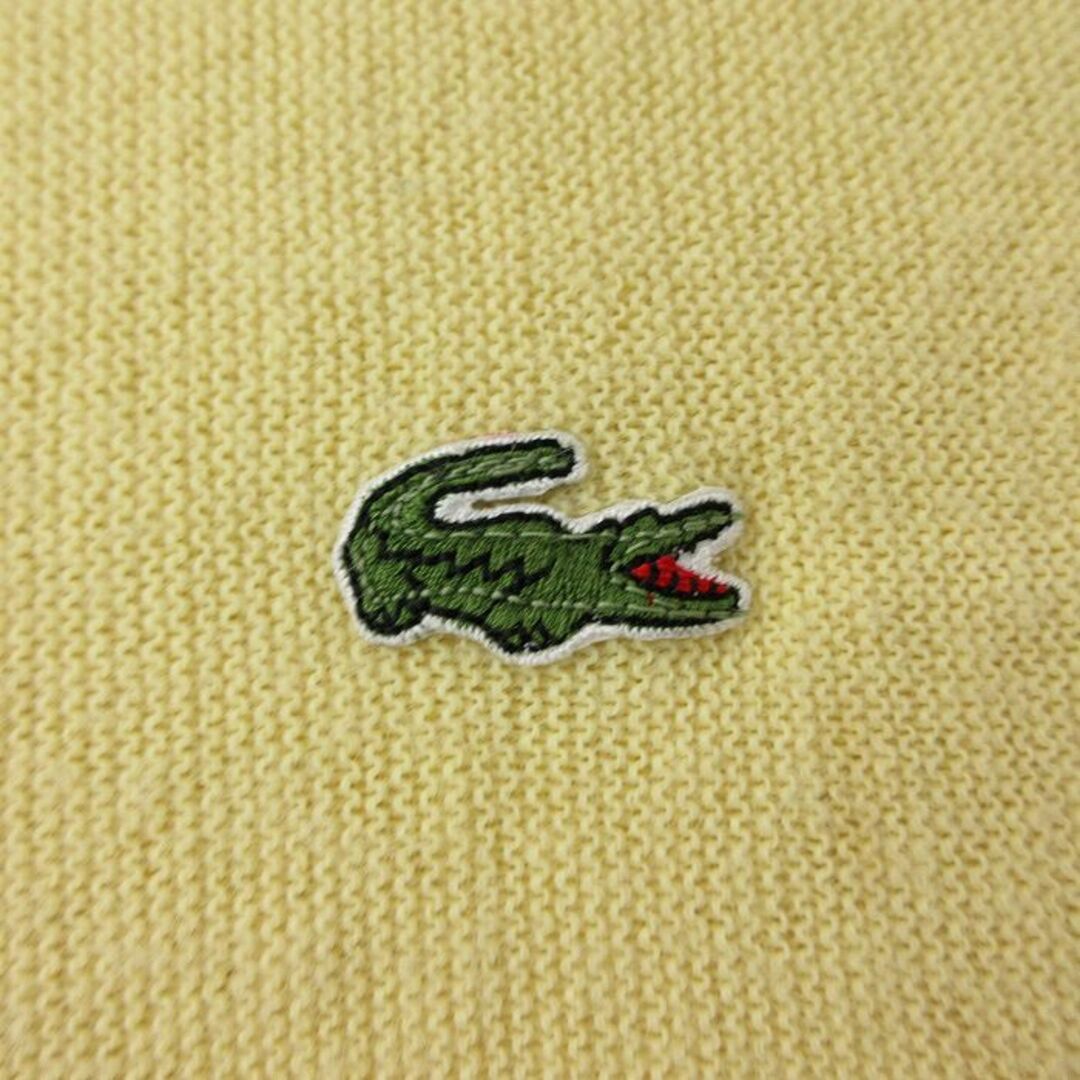 LACOSTE(ラコステ)のL★古着 ラコステ IZOD 長袖 ブランド ニット カーディガン メンズ 90年代 90s ワンポイントロゴ アクリル Vネック USA製 黄 イエロー 23sep27 中古 トップス メンズのトップス(カーディガン)の商品写真