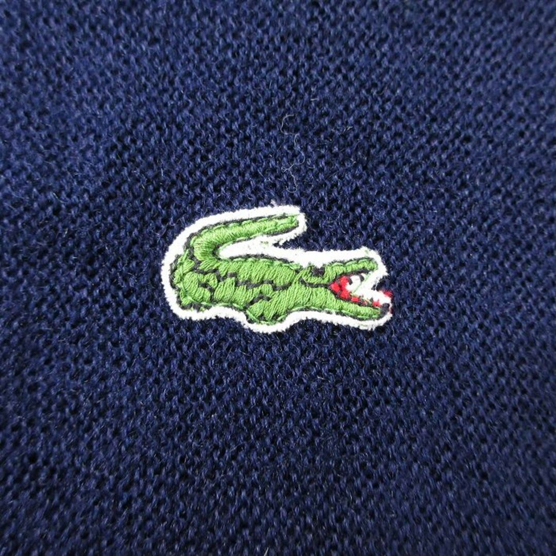 LACOSTE(ラコステ)のM★古着 ラコステ IZOD 長袖 ブランド ニット カーディガン メンズ 90年代 90s ワンポイントロゴ アクリル Vネック 紺 ネイビー 23sep27 中古 トップス メンズのトップス(カーディガン)の商品写真