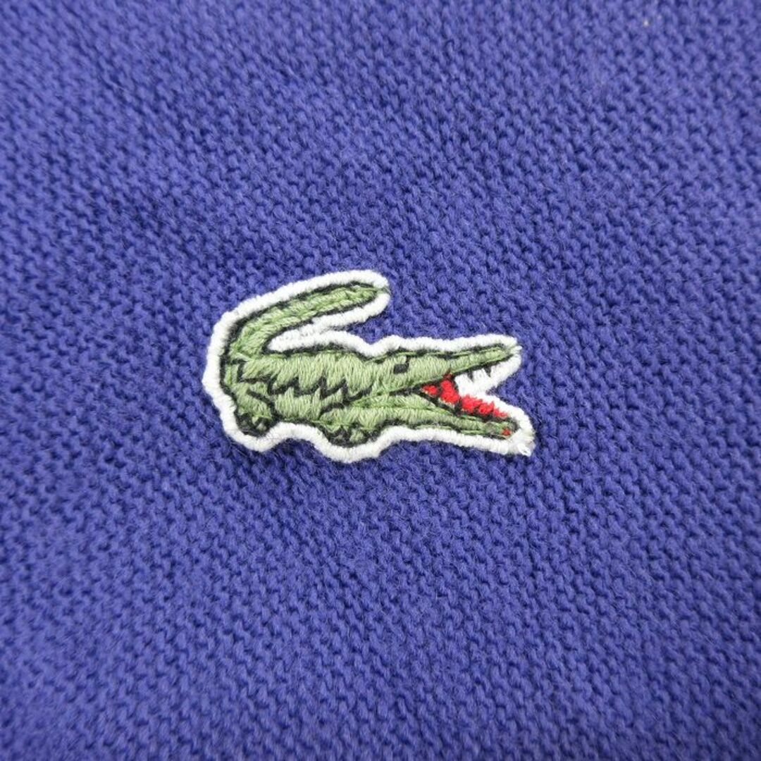 LACOSTE(ラコステ)のXL★古着 ラコステ LACOSTE IZOD 長袖 ブランド ニット カーディガン メンズ 80年代 80s ワンポイントロゴ アクリル USA製 紫 パープル 23sep27 中古 トップス メンズのトップス(カーディガン)の商品写真