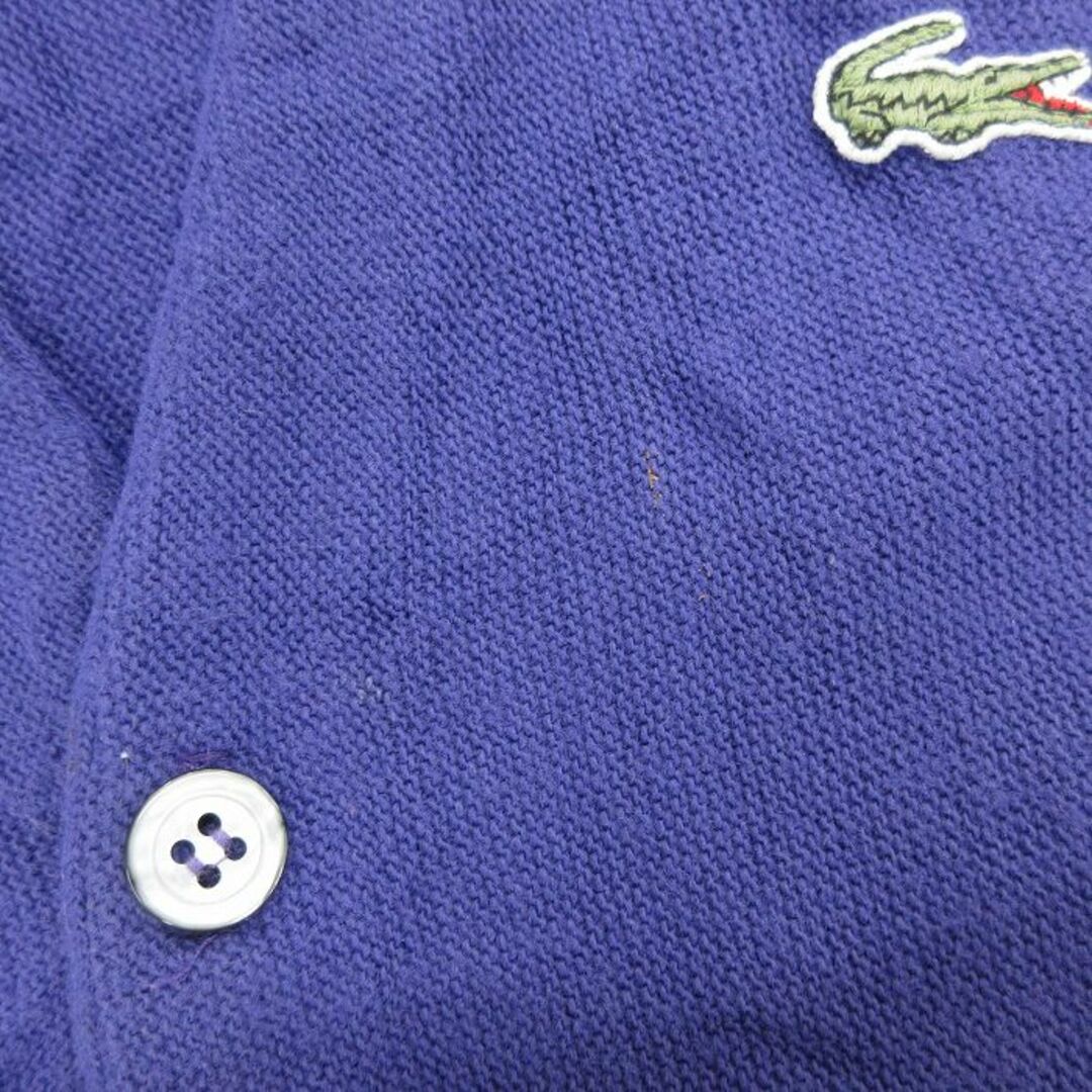 LACOSTE(ラコステ)のXL★古着 ラコステ LACOSTE IZOD 長袖 ブランド ニット カーディガン メンズ 80年代 80s ワンポイントロゴ アクリル USA製 紫 パープル 23sep27 中古 トップス メンズのトップス(カーディガン)の商品写真