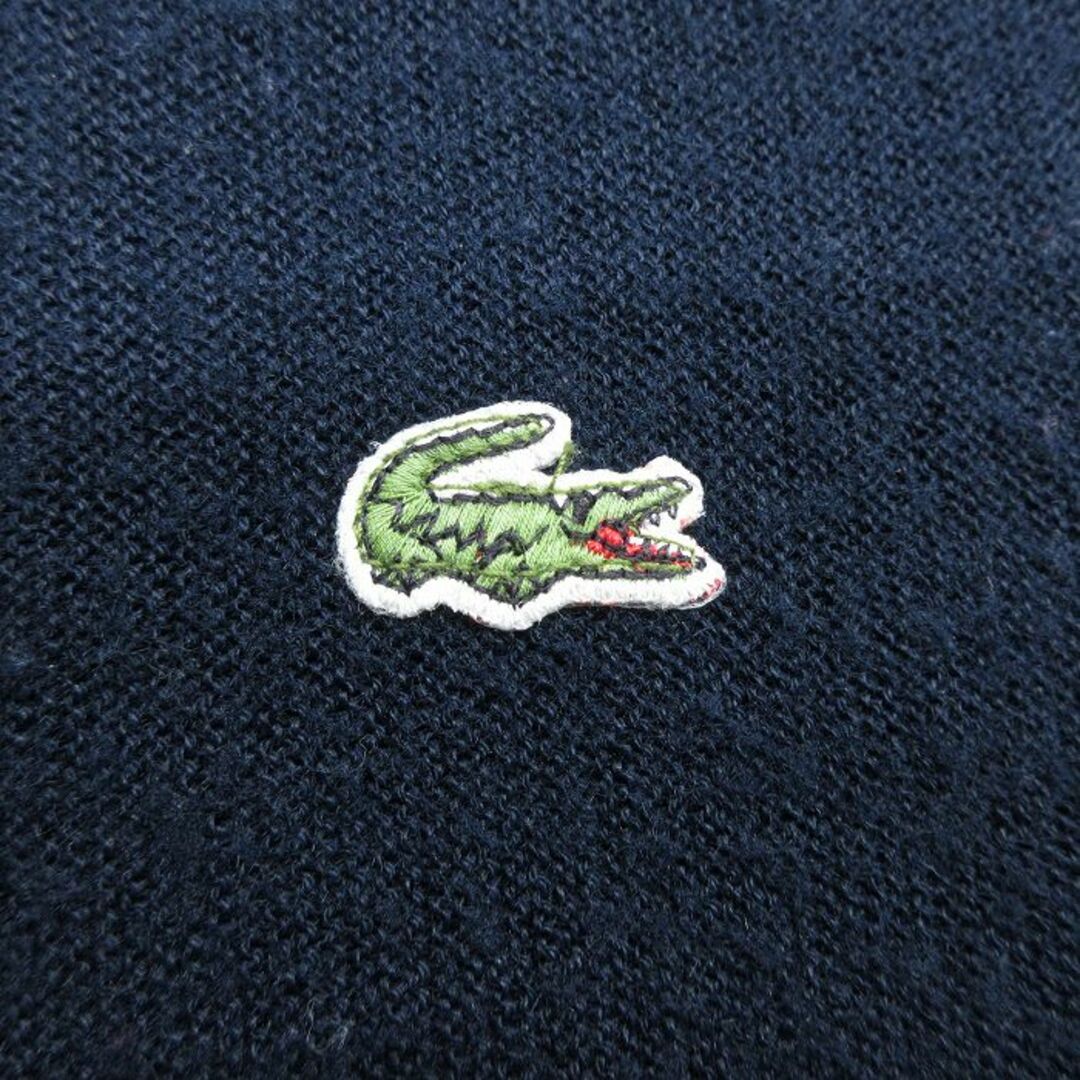 LACOSTE(ラコステ)のL★古着 ラコステ LACOSTE アイゾッド 長袖 ブランド セーター メンズ 90年代 90s ワンポイントロゴ Vネック USA製 紺 ネイビー 23sep27 中古 ニット トップス メンズのトップス(ニット/セーター)の商品写真