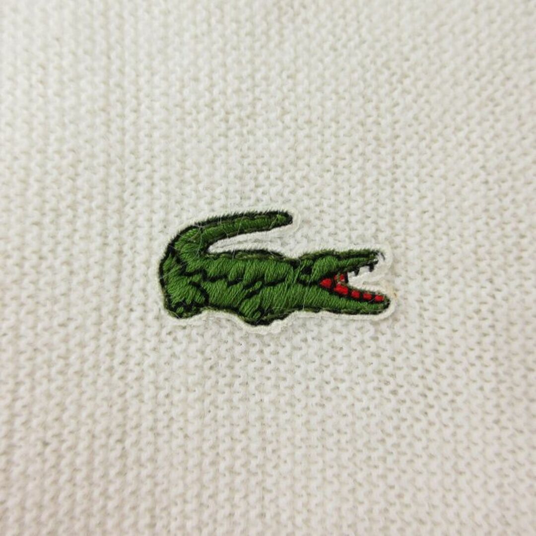 LACOSTE(ラコステ)のL★古着 ラコステ LACOSTE IZOD 長袖 ブランド ニット カーディガン メンズ 90年代 90s ワンポイントロゴ USA製 白 ホワイト 23sep27 中古 トップス メンズのトップス(カーディガン)の商品写真