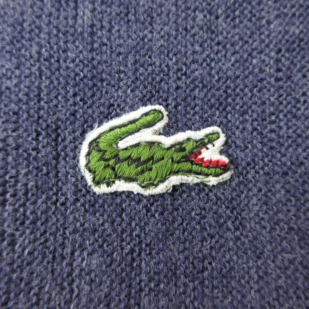 LACOSTE(ラコステ)のL★古着 ラコステ LACOSTE IZOD 長袖 ブランド ニット カーディガン メンズ 90年代 90s ワンポイントロゴ 紫 パープル 【spe】 23sep27 中古 トップス メンズのトップス(カーディガン)の商品写真