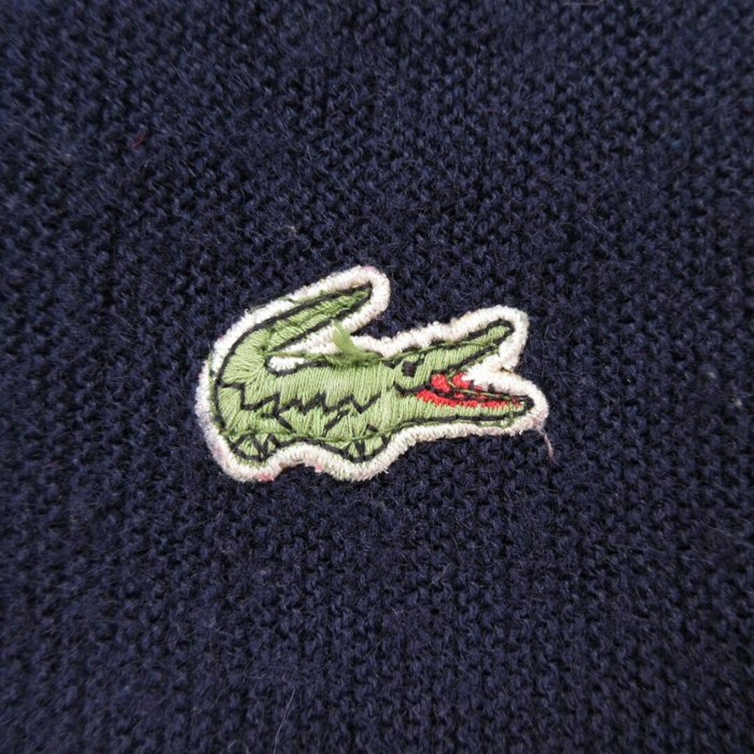 LACOSTE(ラコステ)のXL★古着 ラコステ LACOSTE 長袖 ブランド セーター メンズ 80年代 80s ワンポイントロゴ Vネック USA製 紺 ネイビー 23sep28 中古 ニット トップス メンズのトップス(ニット/セーター)の商品写真