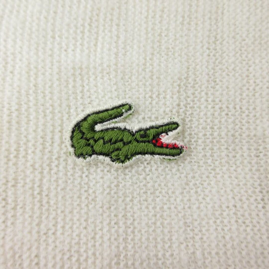 LACOSTE(ラコステ)のXL★古着 ラコステ LACOSTE IZOD 長袖 ブランド セーター メンズ 90年代 90s ワンポイントロゴ アクリル Vネック 白 ホワイト 23sep28 中古 ニット トップス メンズのトップス(ニット/セーター)の商品写真