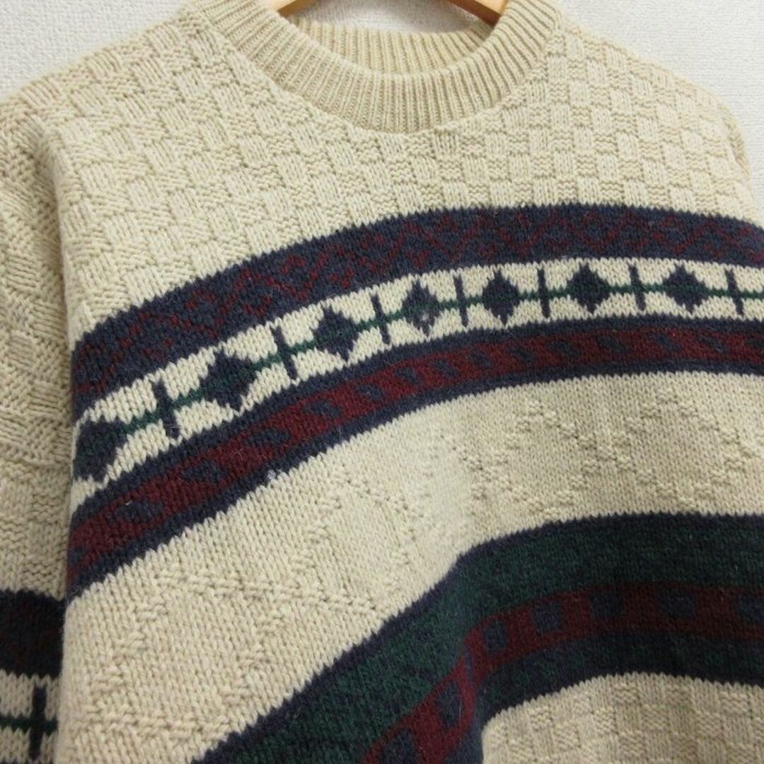 American Eagle(アメリカンイーグル)のXL★古着 アメリカンイーグル American Eagle 長袖 セーター 90年代 90s ウール クルーネック USA製 生成り他 【spe】 23oct03 中古 メンズ ニット トップス メンズのトップス(ニット/セーター)の商品写真