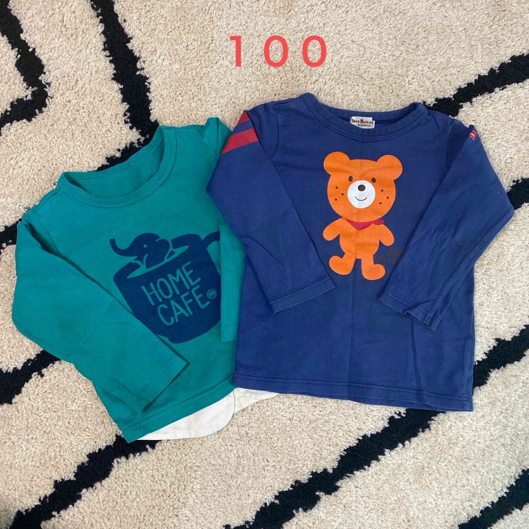 HOT BISCUITS(ホットビスケッツ)の長袖Tシャツ　100センチ　2枚セット キッズ/ベビー/マタニティのキッズ服男の子用(90cm~)(Tシャツ/カットソー)の商品写真