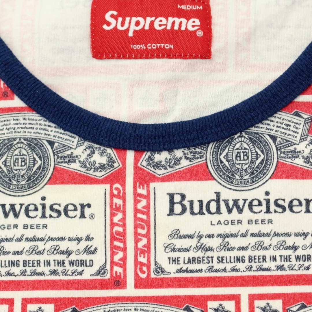 Supreme(シュプリーム)の【中古】シュプリーム Supreme 2009年春夏 Budweiser Tank Top コットン タンクトップ レッドxネイビー【サイズM】【メンズ】 メンズのトップス(タンクトップ)の商品写真